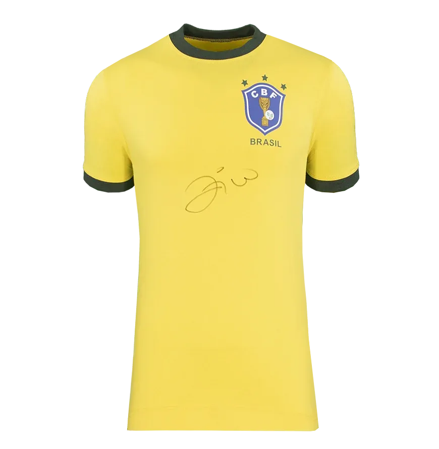 Zico Back Signed Brazil 1982 Home Shirt Signed Autograph Romario Zico  Jersey Autographed Jersey Retro Brazil Autographed ICONS