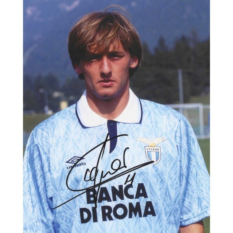 Fotografia autografada de Giuseppe Signori, jogador da Lazio. Fotografia autografada e assinada, tamanho 20x25 cm (8x10 polegadas).  Autenticação: SIGNATURE COLLECTION  Prazo de entrega: 10 a 20 dias.  Após a confirmação do seu pedido, receberá todas