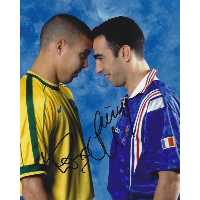 Brazil Ronaldo Phenomen And Youry Djorkaeff autograph  Signed photo 8x10 inch. Autographed Signed Brazil Ronaldo  Autographed R9 RONALDO &amp; Youry Djorkaeff