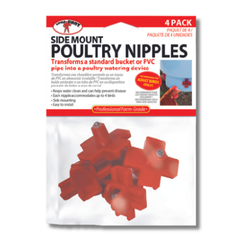Side Mount Poultry Nipples - 4 Pack