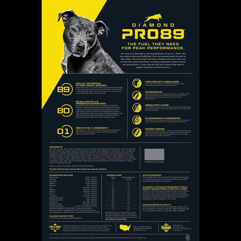 Diamond Pro89 Beef, Pork, &amp; Ancient Grains Formula Adult Dog Food - 40 lb