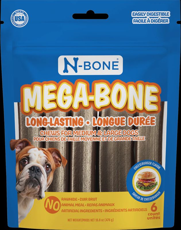 N-Bone Mega-Bone Long-Lasting Chew Cheeseburger Flavor - 6 ct