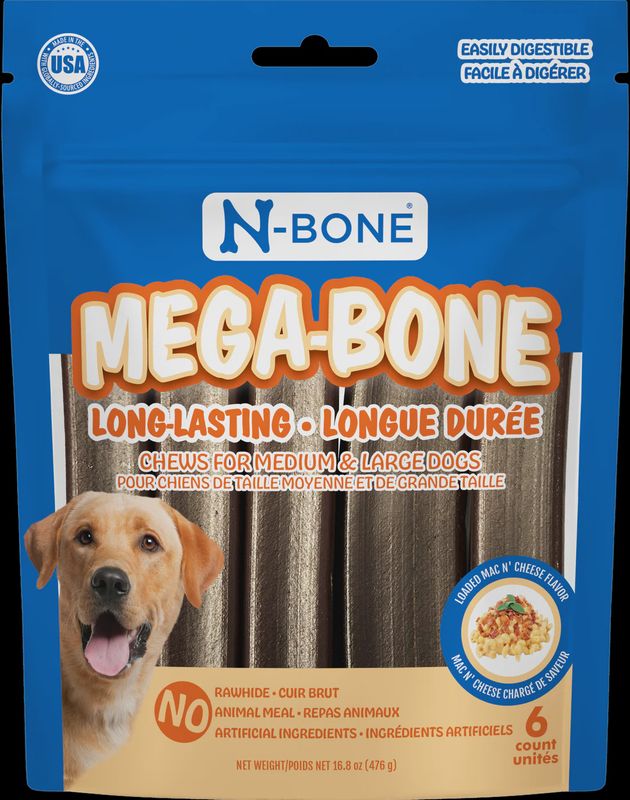 N-Bone Mega-Bone Long-Lasting Chew Mac n&#39; Cheese Flavor - 6 ct