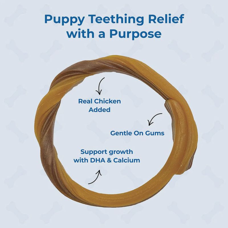 N-Bone Puppy Teething Rings Chicken Flavor, Dried Chews for Dogs - 3 ct