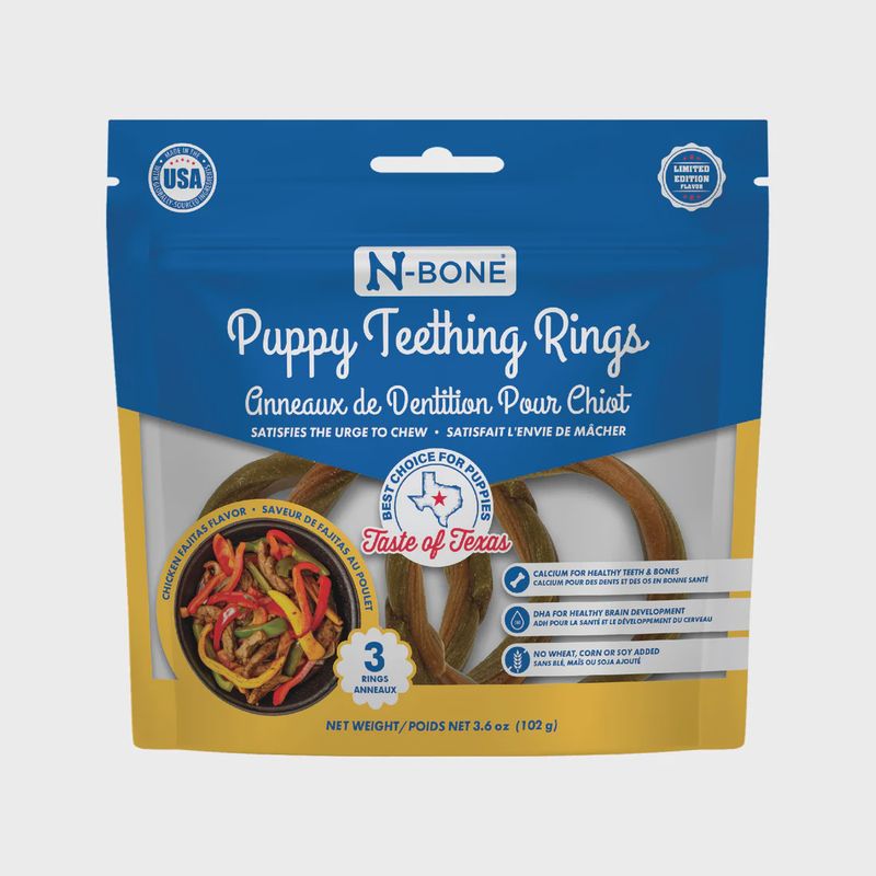 N-Bone Puppy Teething Rings Taste of Texas Chicken Fajitas Flavor - 3 ct