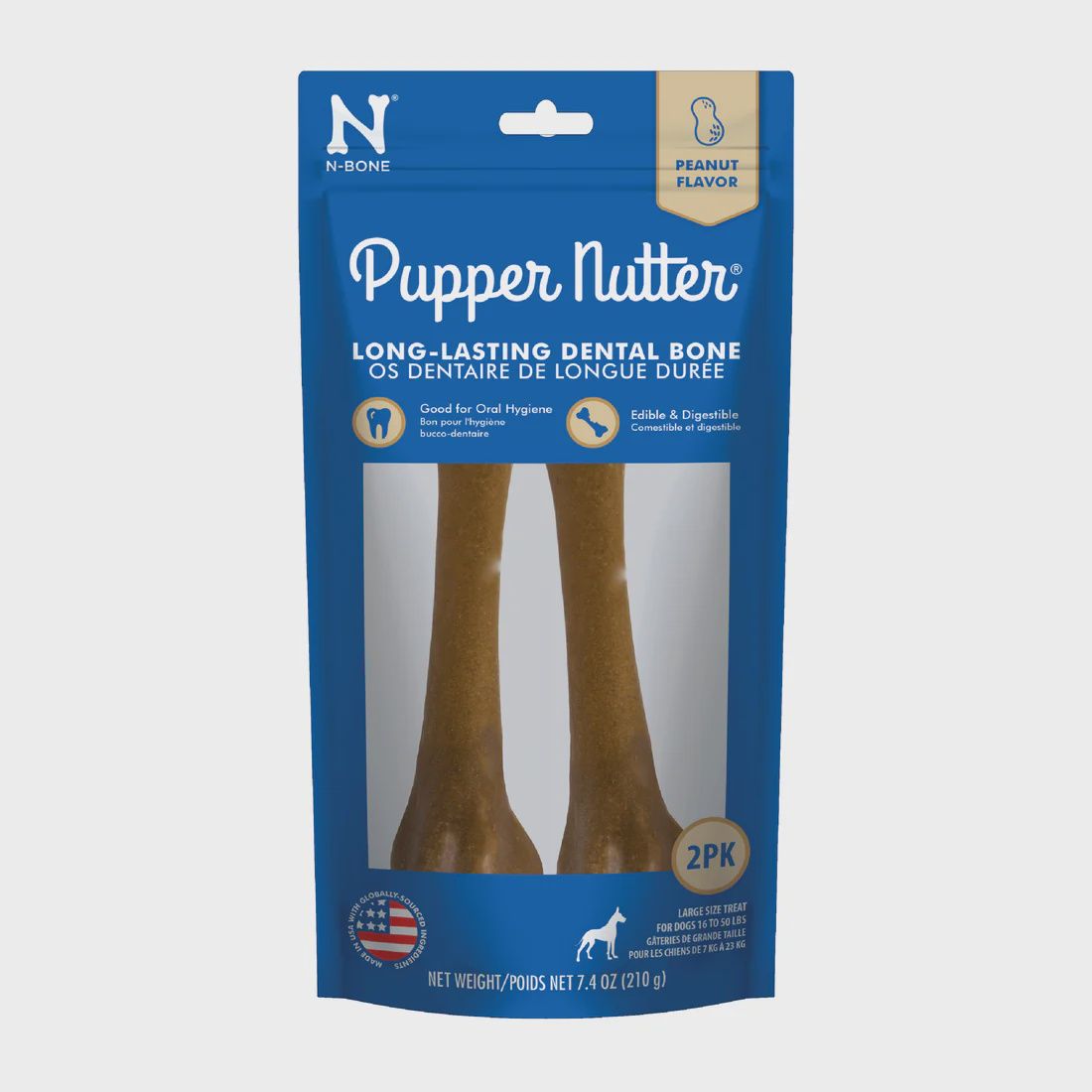 N-Bone Pupper Nutter Dental Bones Peanut Flavor, Size: Small Bones, Type: Two Pack (2 ct)