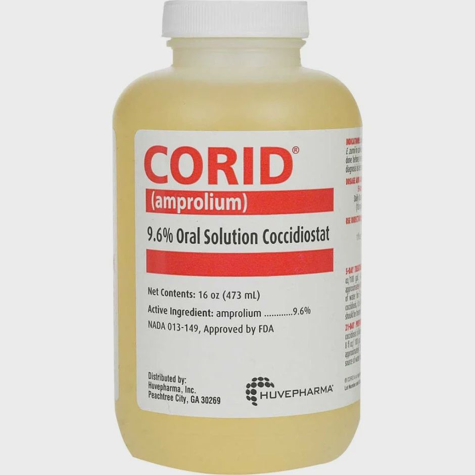 Corid  9.6% (Amprolium) Oral Solution Coccidiostat, Size: 16oz
