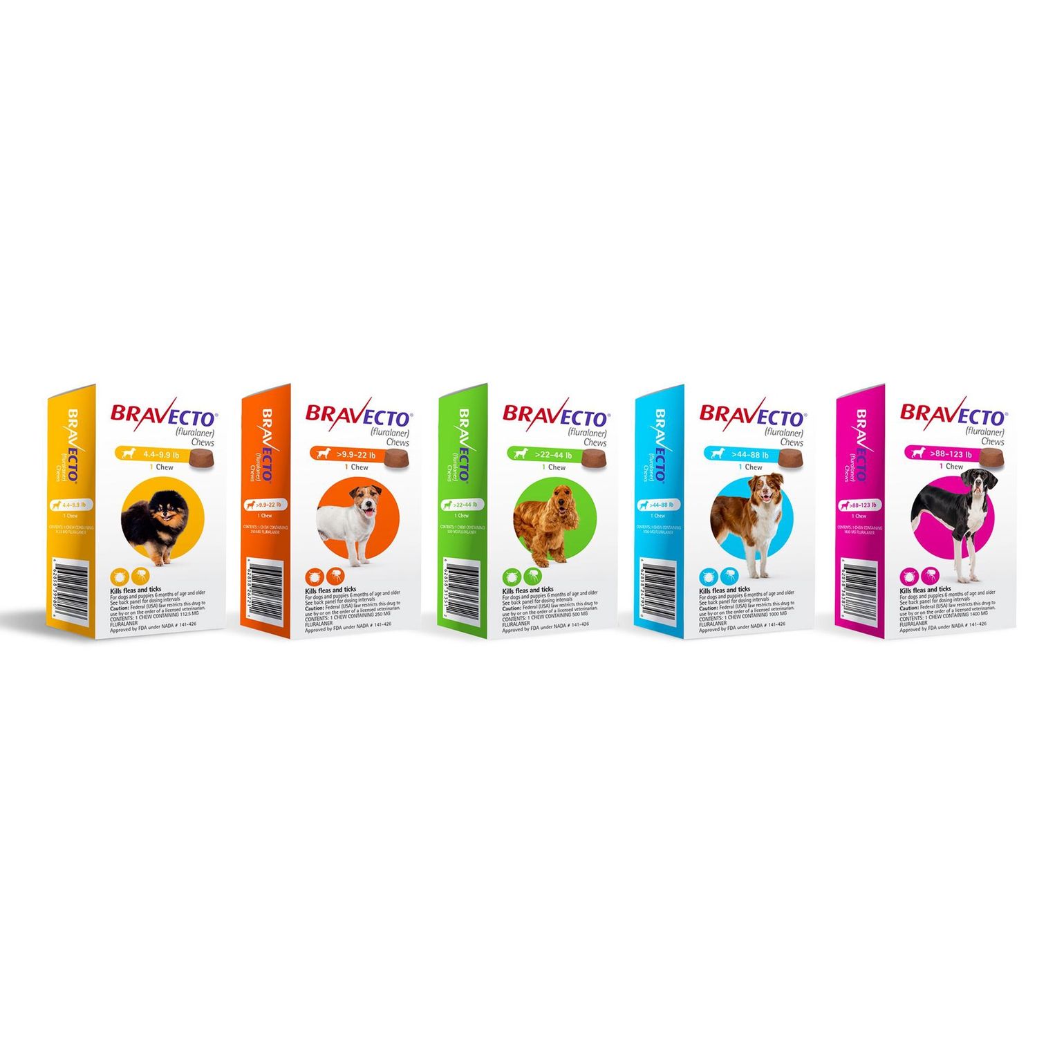 Bravecto Chew For Dogs, Size: (88 - 123 lb ) (XL) Pink, Type: Single