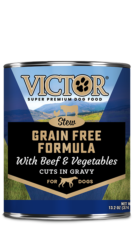 Victor Grain Free Formula with Beef and Vegetables Stew Cuts in Gravy, Size: Can