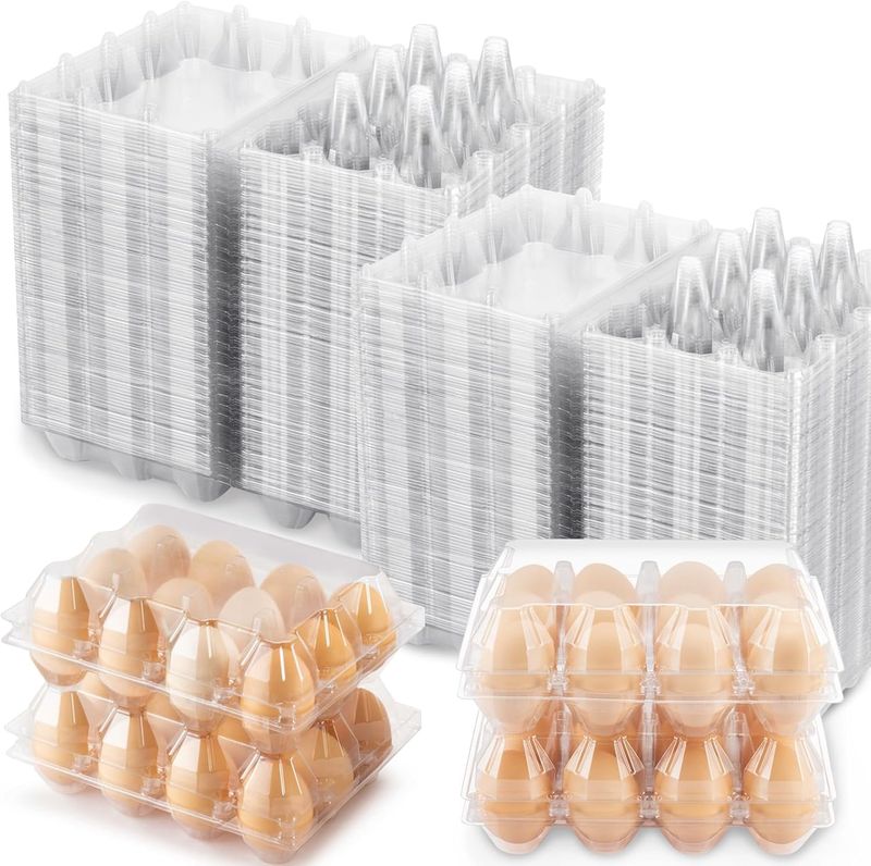 Clear Plastic Egg Cartons - Fits 12