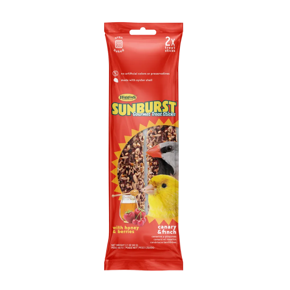 Sunburst Treat Stick Honey &amp; Berries Canary &amp; Finch, 2.1oz