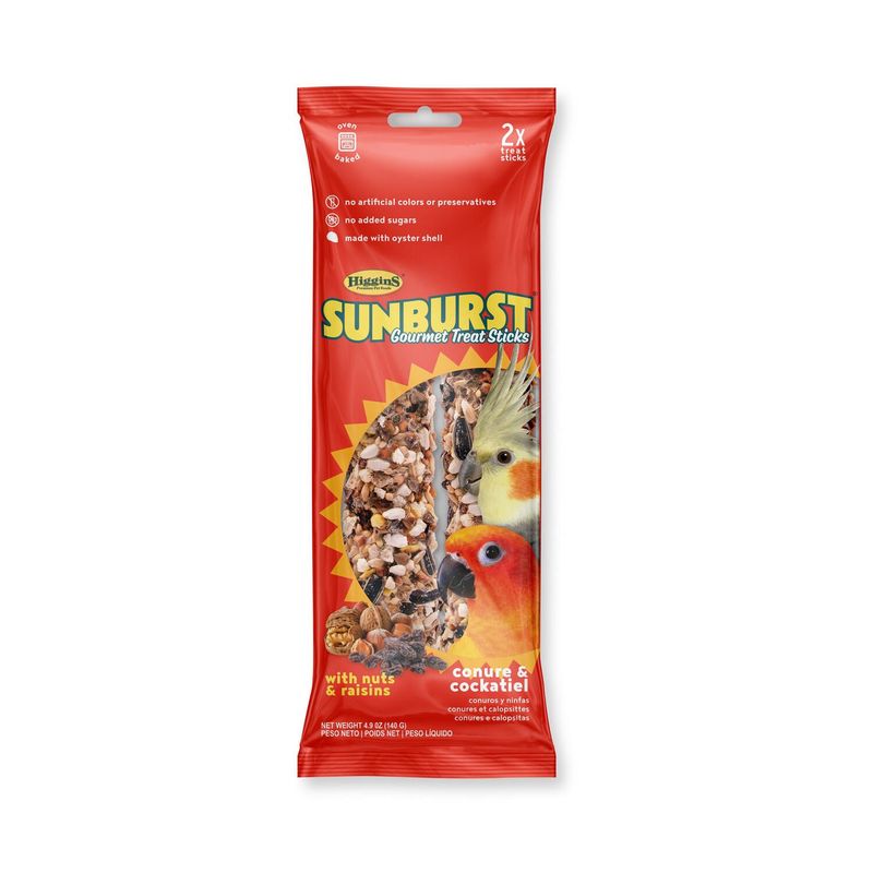 Higgins Sunburst Gourmet Nuts &amp; Raisins Conure &amp; Cockatiel  - 4.9 oz