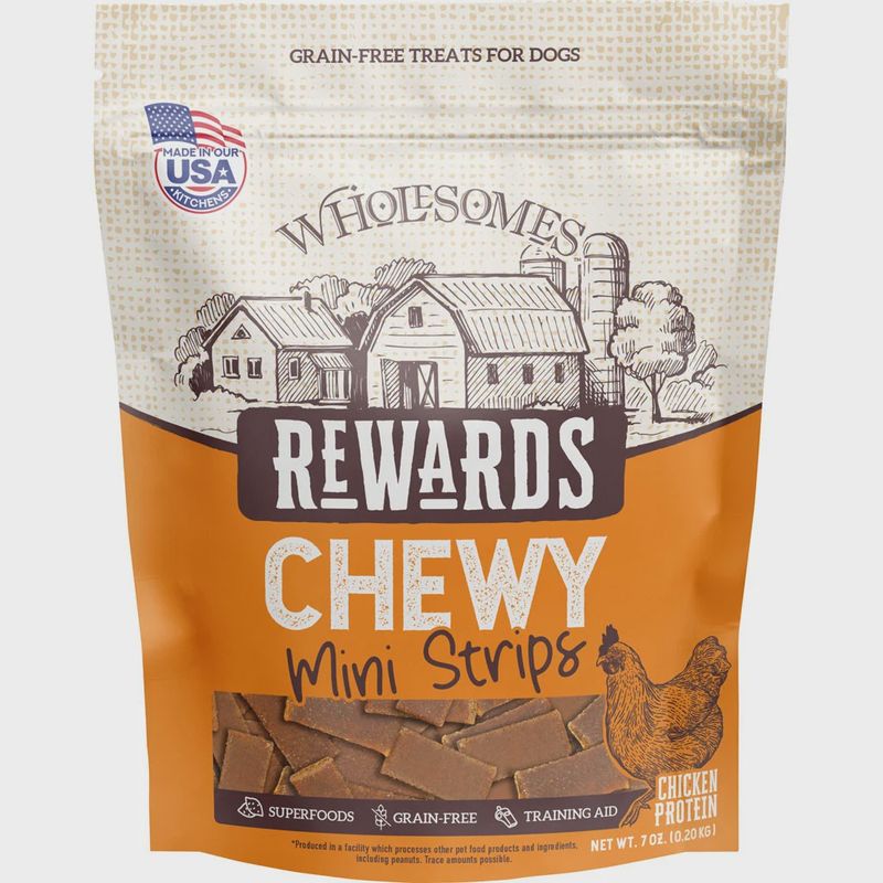 WHOLESOMES REWARDS CHEWY MINI STRIPS (Chicken)