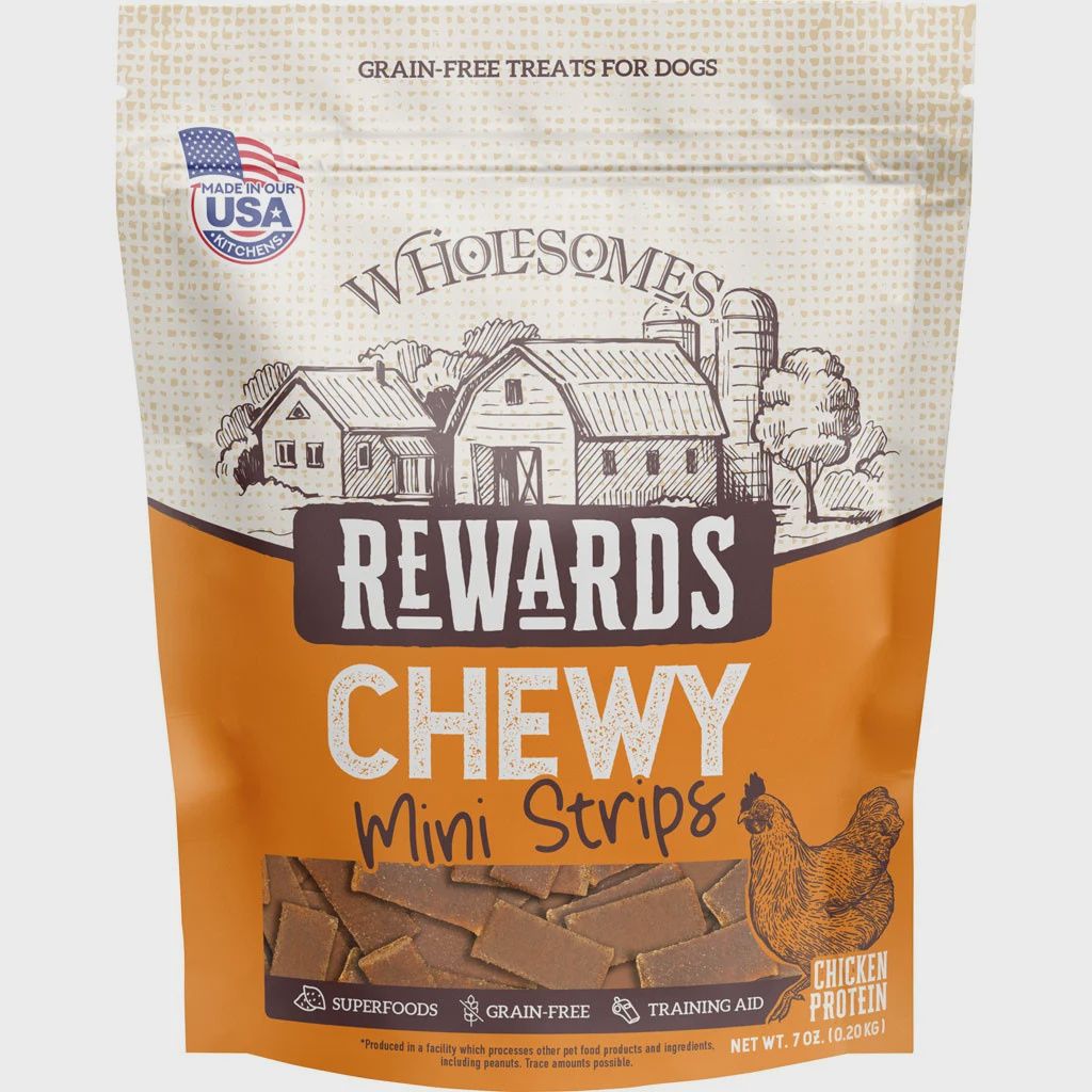 WHOLESOMES REWARDS CHEWY MINI STRIPS (Chicken), Size: 7 oz