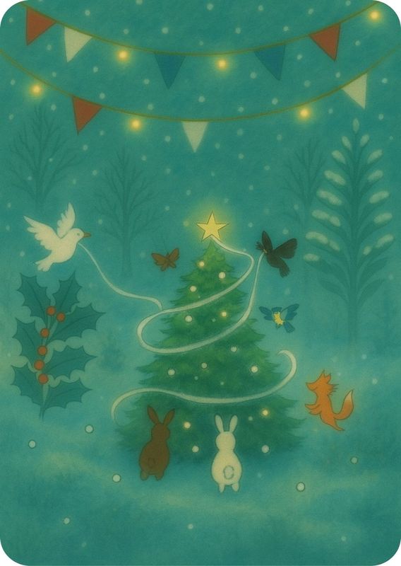 Christmas : dancing around the tree, enkele kaart met envelop