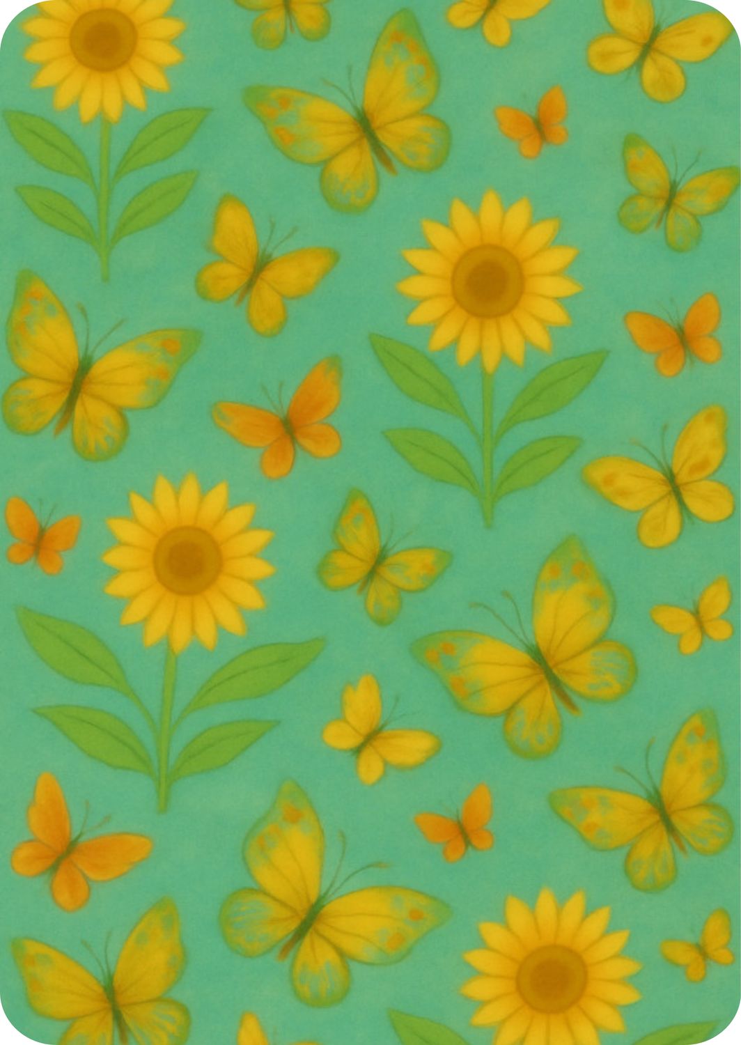 Sunflower with butterflies, Motive Series, enkele kaart met envelop