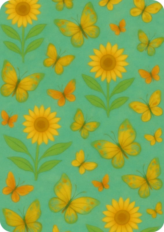 Sunflower with butterflies, Motive Series, enkele kaart met envelop