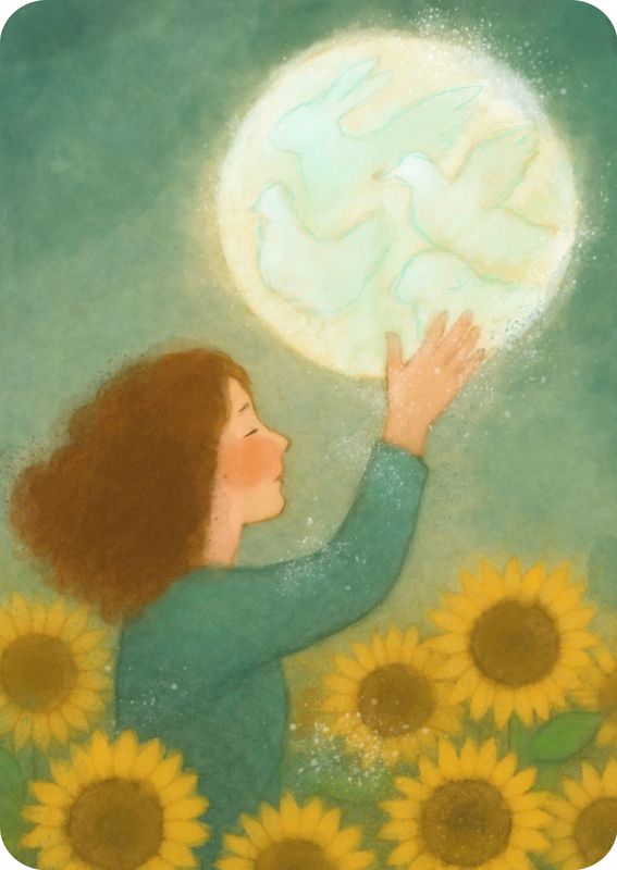 Friends in the Moon, enkele kaart met envelop