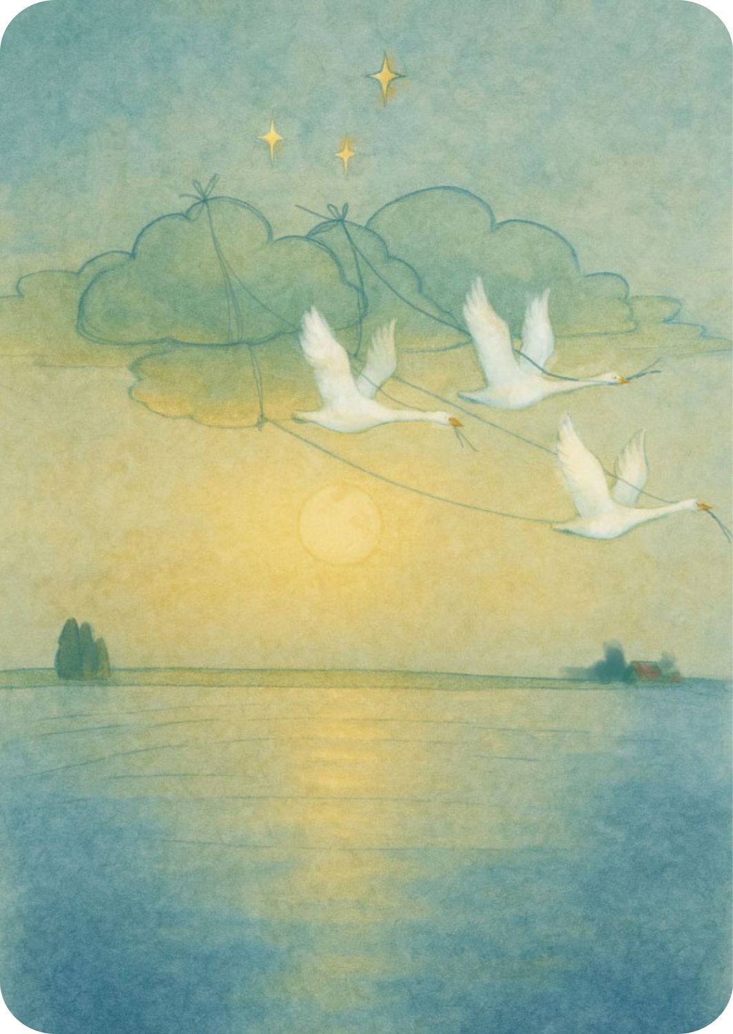 Swans of power, enkele kaart met envelop