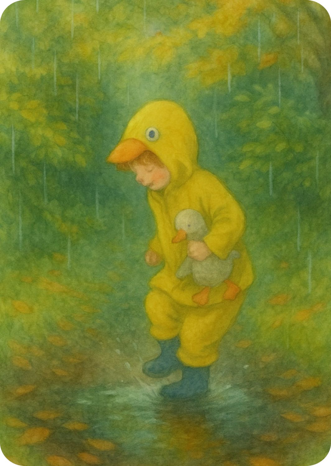 Duckling in the rain, enkele kaart met envelop