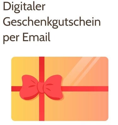Digitaler Geschenkgutschein per Email - ausschließlich zur Nutzung im Onlineshop. Wählen Sie den Betrag aus.