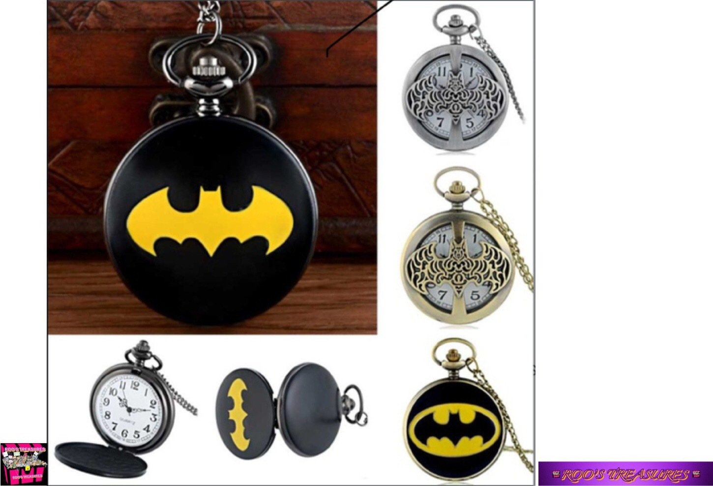4 styles of Batman Pocket Watches to Choose from