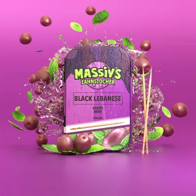 Massiv&#39;s Zahnstocher (100 Stück) mit Geschmack - Black Lebanese  (Grape Mint)