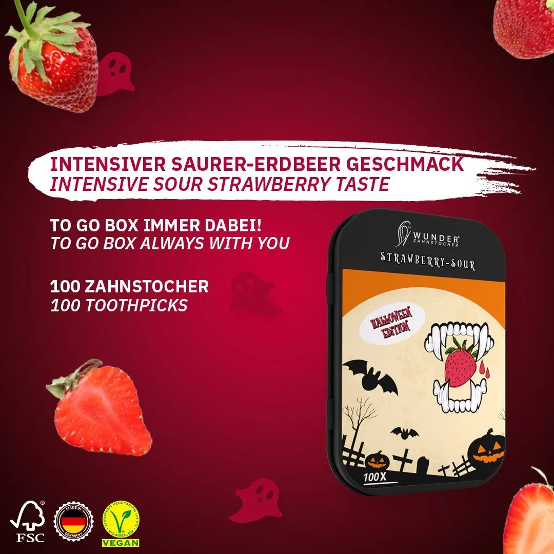 Wunder Zahnstocher (100 Stück) - Halloween Edition – Strawberry Sour