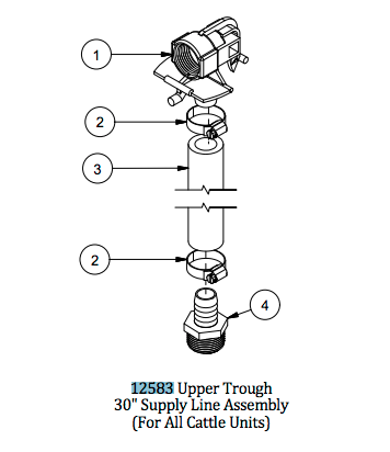 Ritchie 12583 Upper Trough 30&quot; Supply Line Assembly