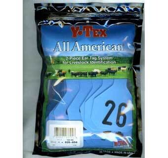 Y-Tex All-American 2-Piece 4-Star Cow & Calf Ear Tags Blue Large, 25 Count #26-50