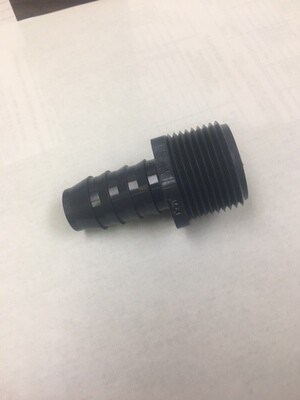 Poly Fitting 1" threaded, 3/4" hose barb