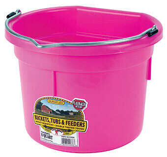 Miller Manufacturing Flat Back Plastic Bucket - HOT Pink - 8 Quart