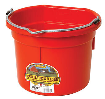 Miller Manufacturing Flat Back Plastic Bucket - Red - 8 Quart