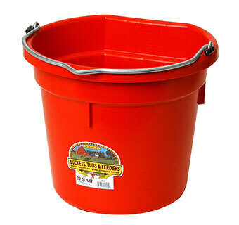 Miller MFG Flat Back Plastic Bucket - Red 20 Quart