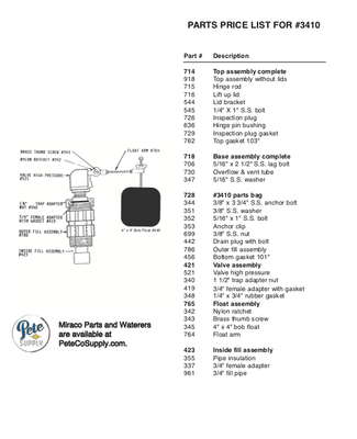Shop by Miraco Parts List