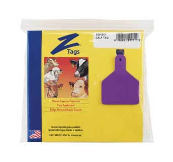 Z Tag one-piece calf ear tags blank purple 25 count