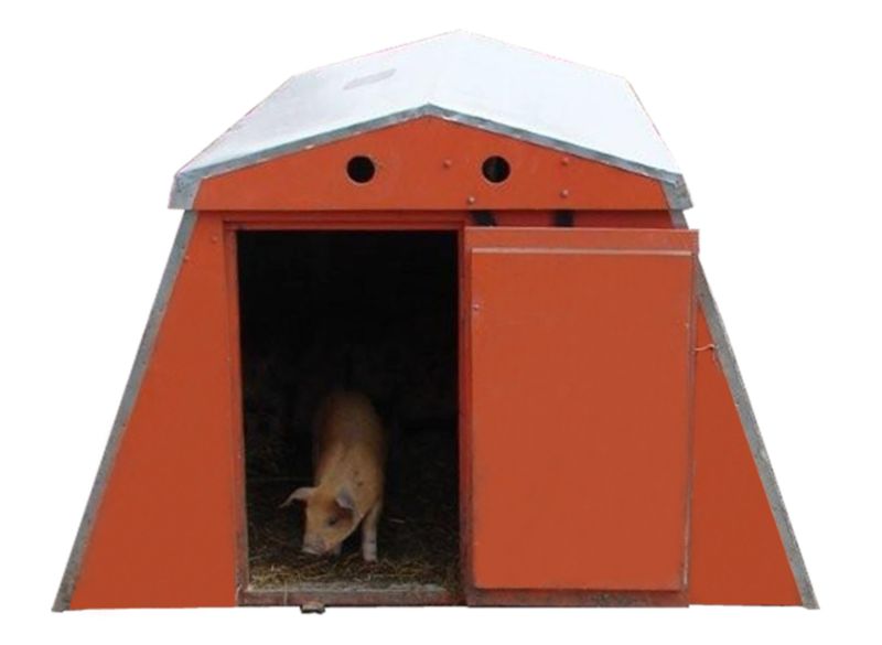 Smidley 6&#39;x8&#39; Two Door Hog House with Oak Cross Divider