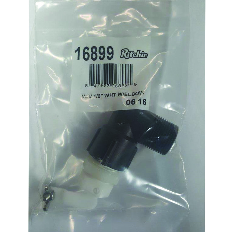 Ritchie White 1/2&quot; valve assembly with elbow #16899