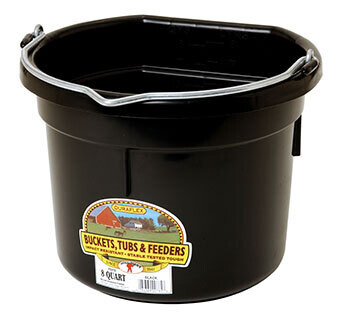 Miller Manufacturing Flat Back Plastic Bucket Case of 6 - Black - 8 Quart