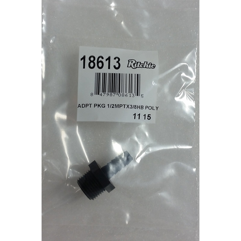 Ritchie Adapter Package - 1/2 MPT x 3/8 Hose barb 18613