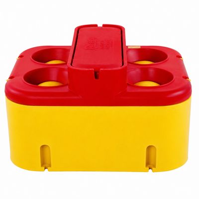 Ritchie Thrifty King CT4 four hole automatic cattle waterer that is often used energy free or frost free, yellow and red 