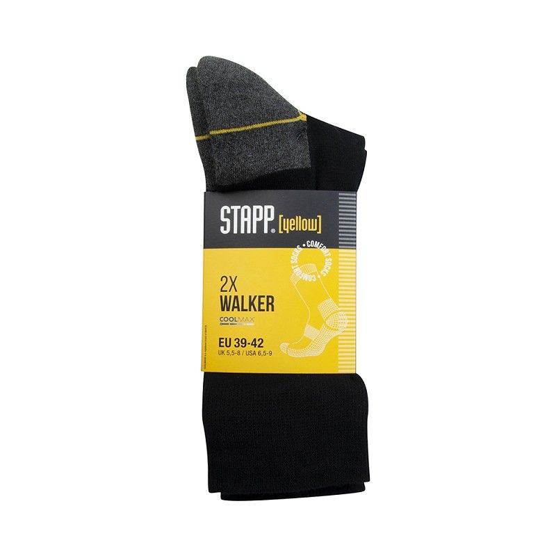 Stapp / Basset / Teckel Stapp Yellow Walker Coolmax 2-Pack Sokken 4425 699 Zwart, Maat: 42