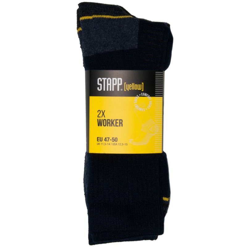 Stapp / Basset / Teckel Stapp Yellow Worker 2-Pack Sokken 4415 499 Marine, Maat: 42