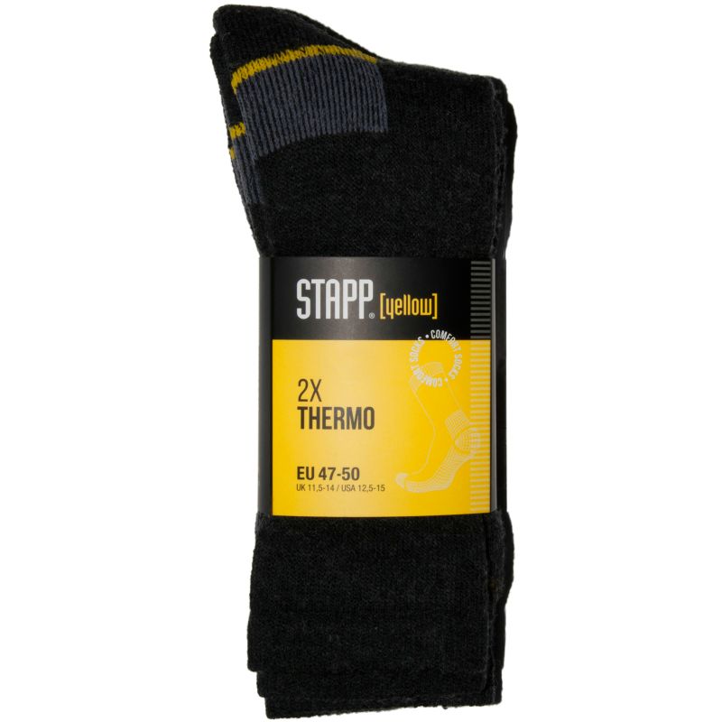 Stapp / Basset / Teckel Stapp Yellow Thermo 2-Pack Sokken 4420 695 Antraciet Melange, Maat: 42