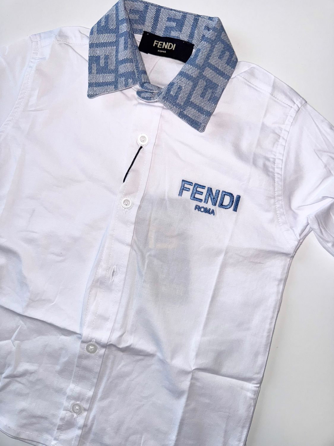 BLUE F TODDLER BUTTON DOWN SHIRT