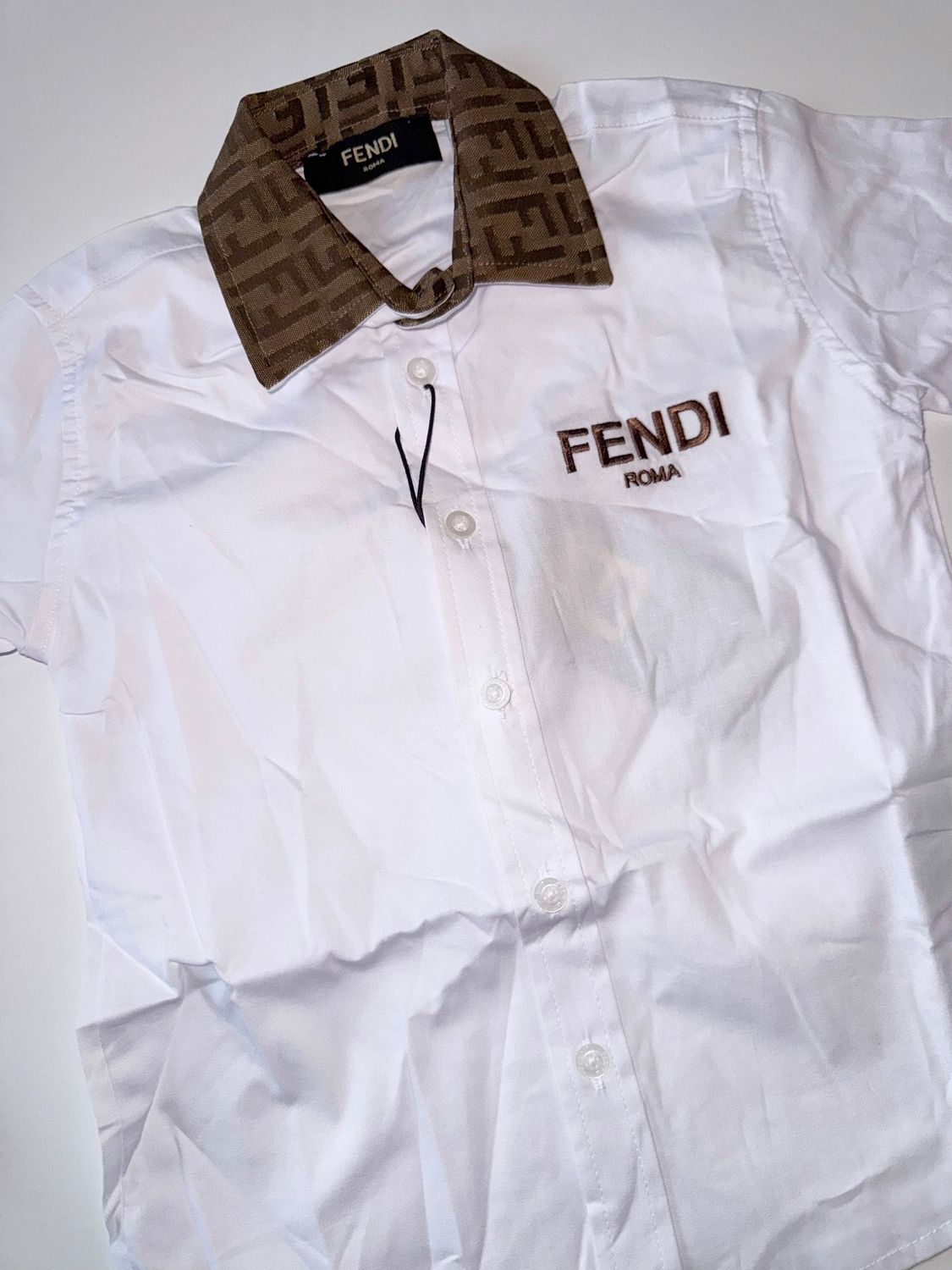 BROWN F TODDLER BUTTON DOWN SHIRT
