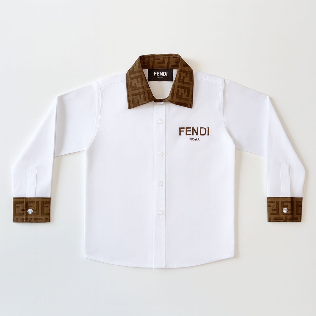 BROWN F TODDLER BUTTON DOWN SHIRT