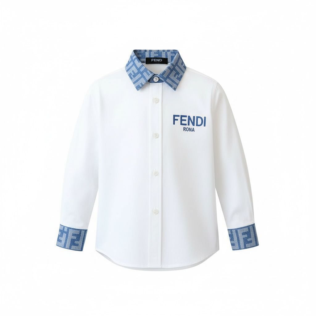 BLUE F TODDLER BUTTON DOWN SHIRT