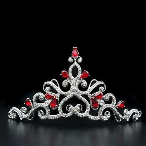 LO2109 - Imitation Rhodium Brass Tiaras &amp; Hair Clip with Top Grade Crystal  in Ruby