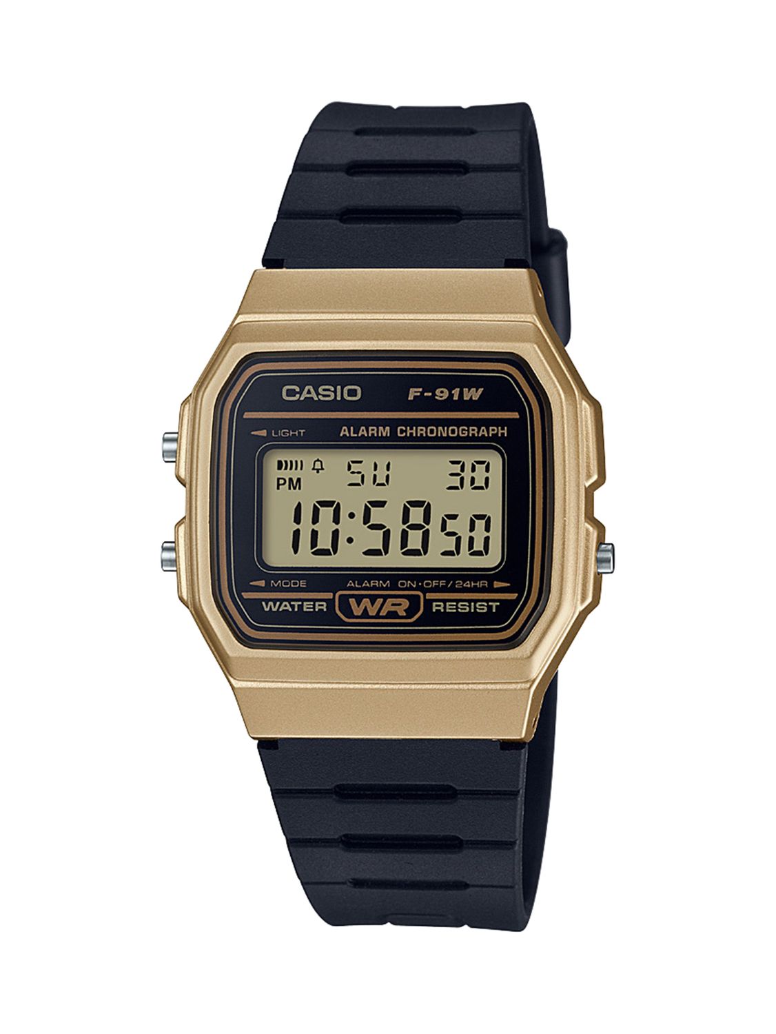 Casio Men&#39;s &#39;Classic&#39; Quartz Metal and Resin Casual Watch, Color:Black (Model: F-91WM-9ACF)